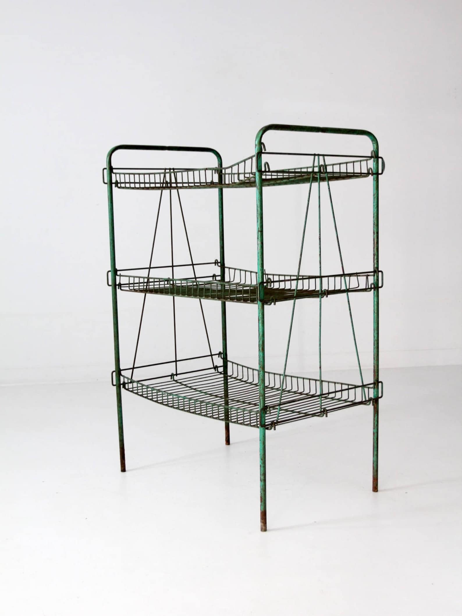 Industrial Wire Rack Vintage Green Metal Shelf Etsy UK