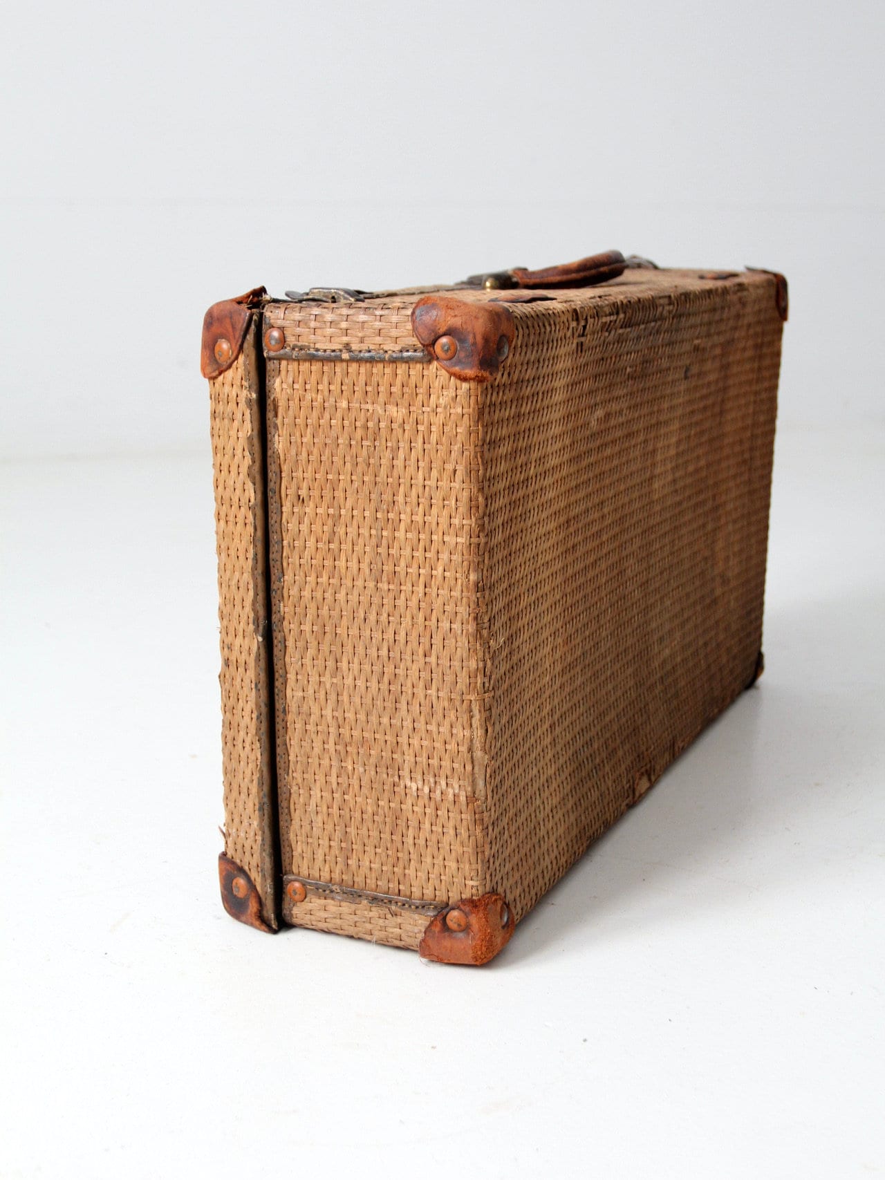Antique Wicker Suitcase Etsy UK
