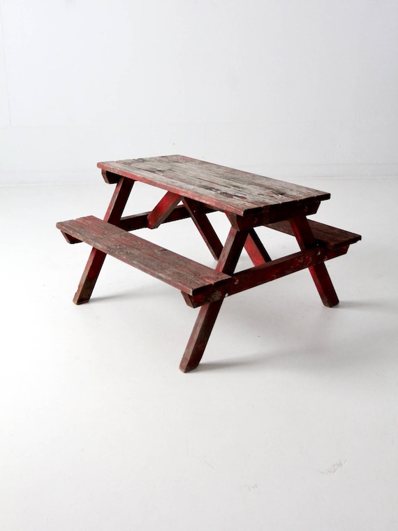 Plantkunde vervormen Bedankt Vintage Children's Picnic Table Kid's Rustic Red Wood - Etsy Israel