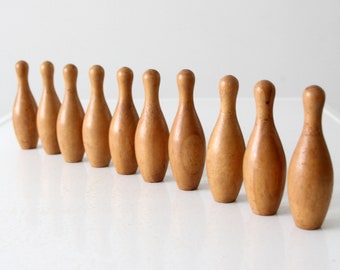 vintage tabletop wooden bowling pins set of 10