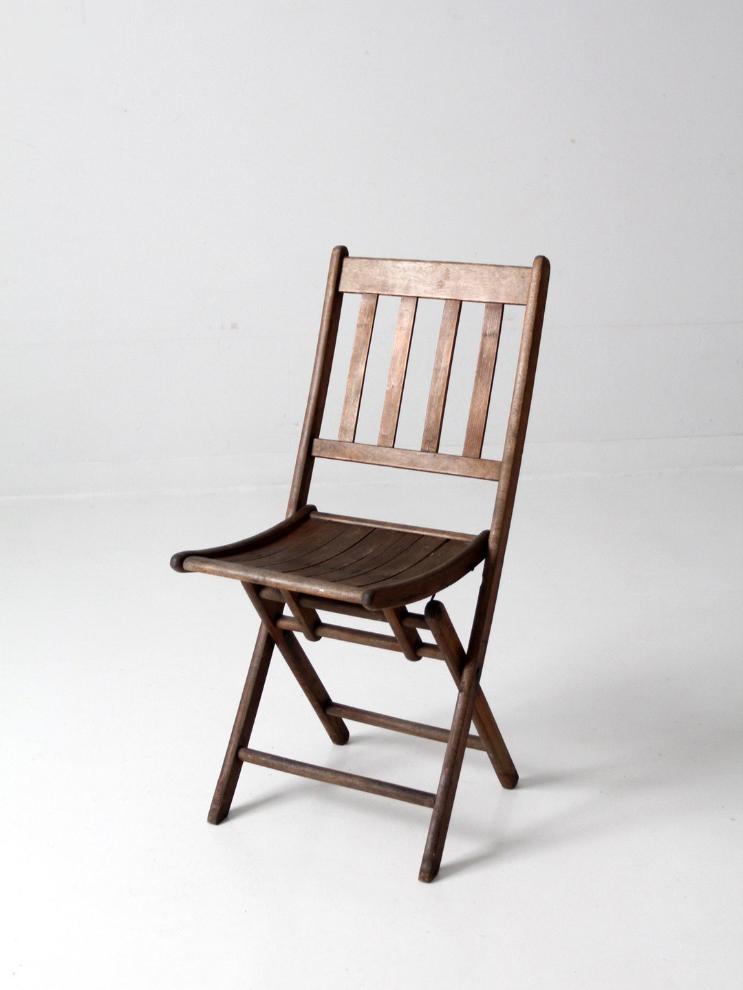 Vintage Slat Wood Folding Chair - Etsy