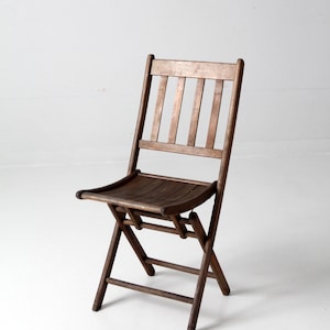 vintage slat wood folding chair