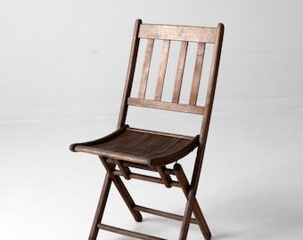 vintage slat wood folding chair