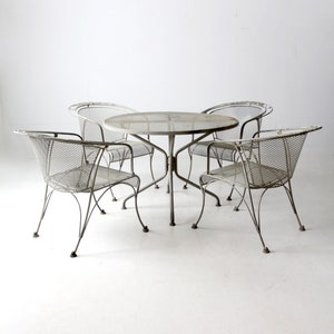 mid-century wrought iron & mesh patio set