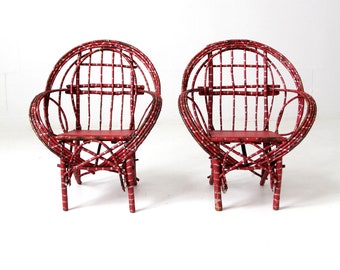 antique Adirondack children's chair pair