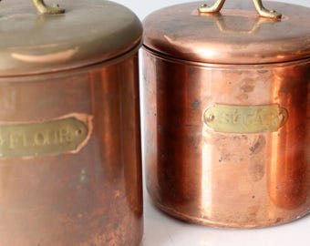 ヴィンテージ銅製キッチンキャニスター4個セット - Etsy 日本