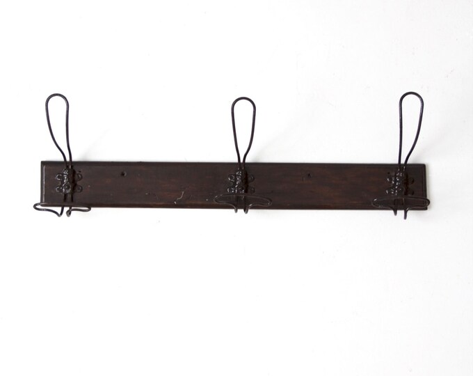 Antique Wall Rack With Wire Coat Hooks Mounted Coat Rack Etsy