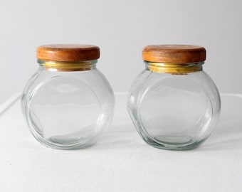 vintage glass candy jars pair