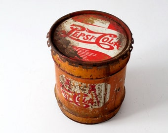 Pepsi syrup can, vintage Pepsi-Cola 10 gallon industrial can, concentrate drum