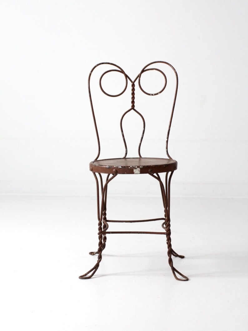 Vintage Ice Cream Parlor Chair Brown Iron Cafe Chair Metal Bistro Chair