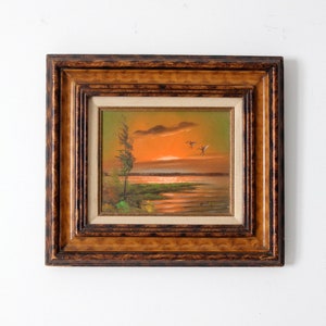 vintage mallard ducks oil painting