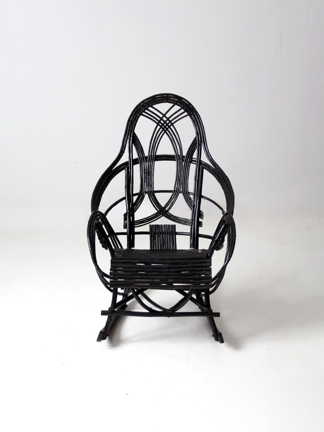 Antique Black Adirondack Twig Rocking Chair - Etsy