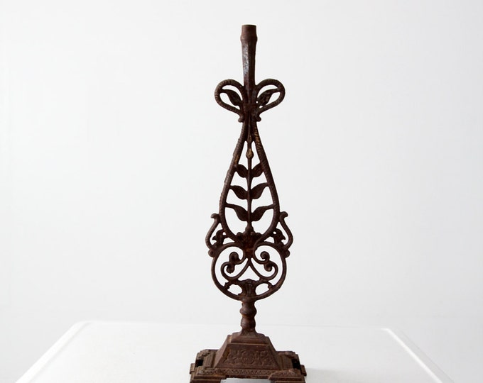Antique Iron Lamp Base Rusted Iron Fixture Etsy