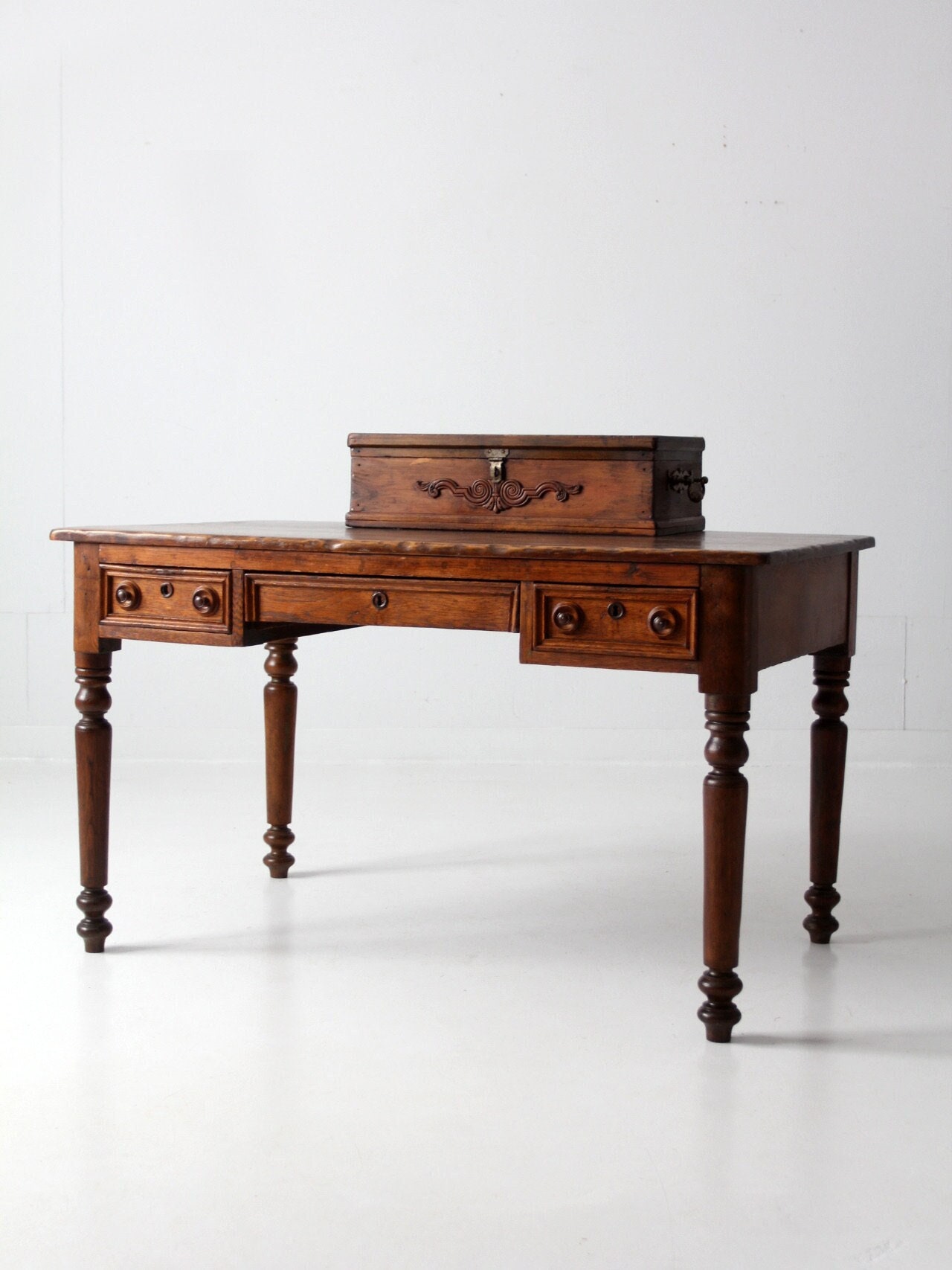Antique Writing Desk With Letter Box Etsy