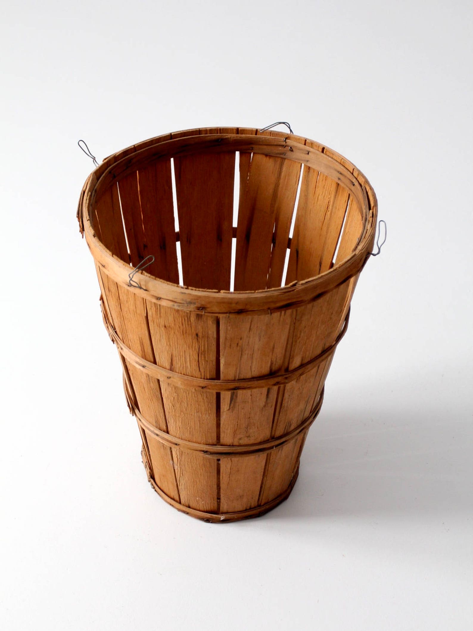 Vintage Orchard Basket Tall Wooden Bushel Basket Etsy