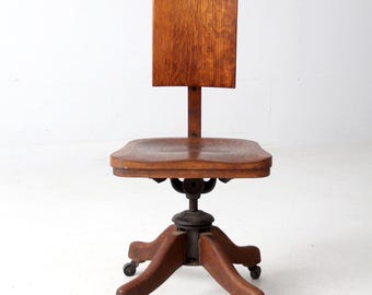 antique oak swivel desk chair