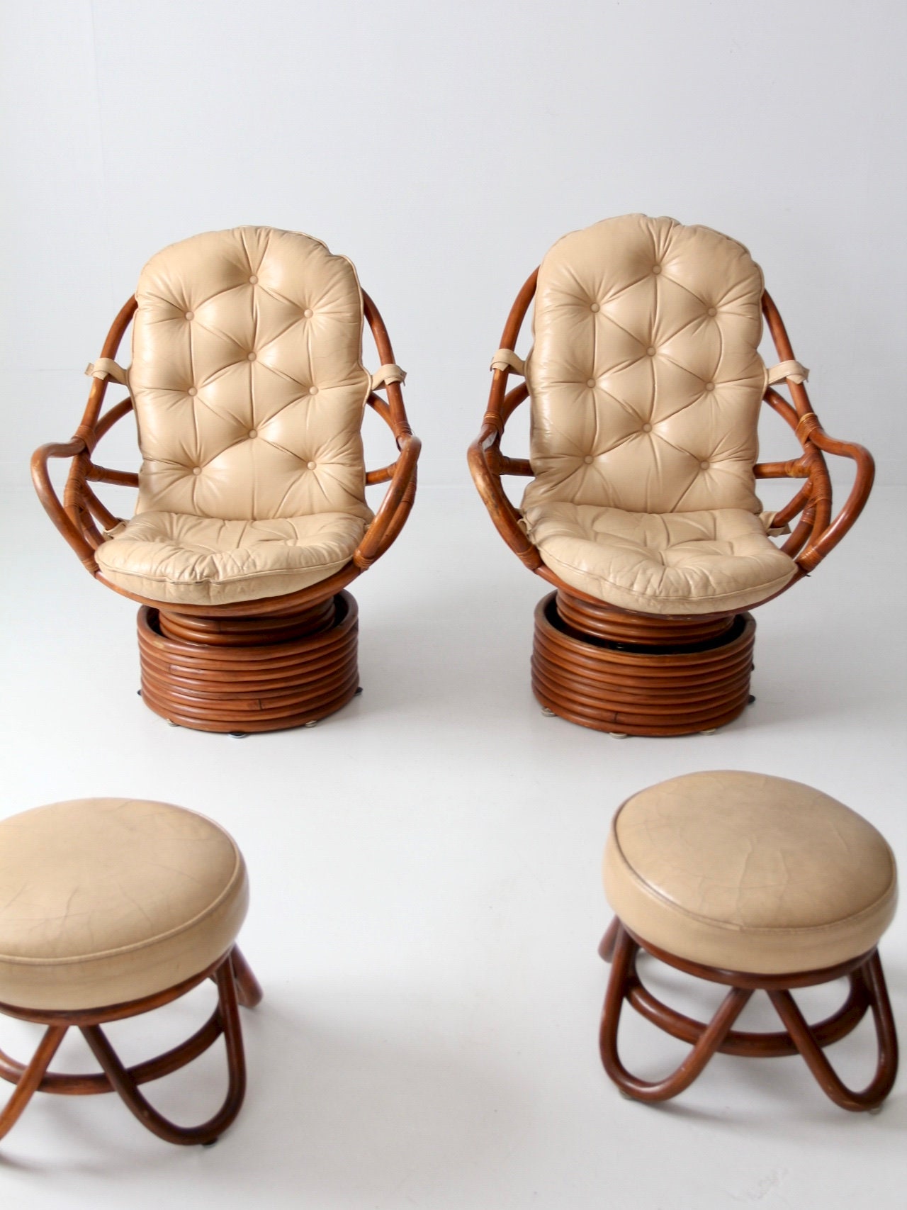 Rattan swivel chair and ottoman deals