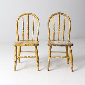 vintage kids chairs set/2, painted farmhouse children's chairs image 1