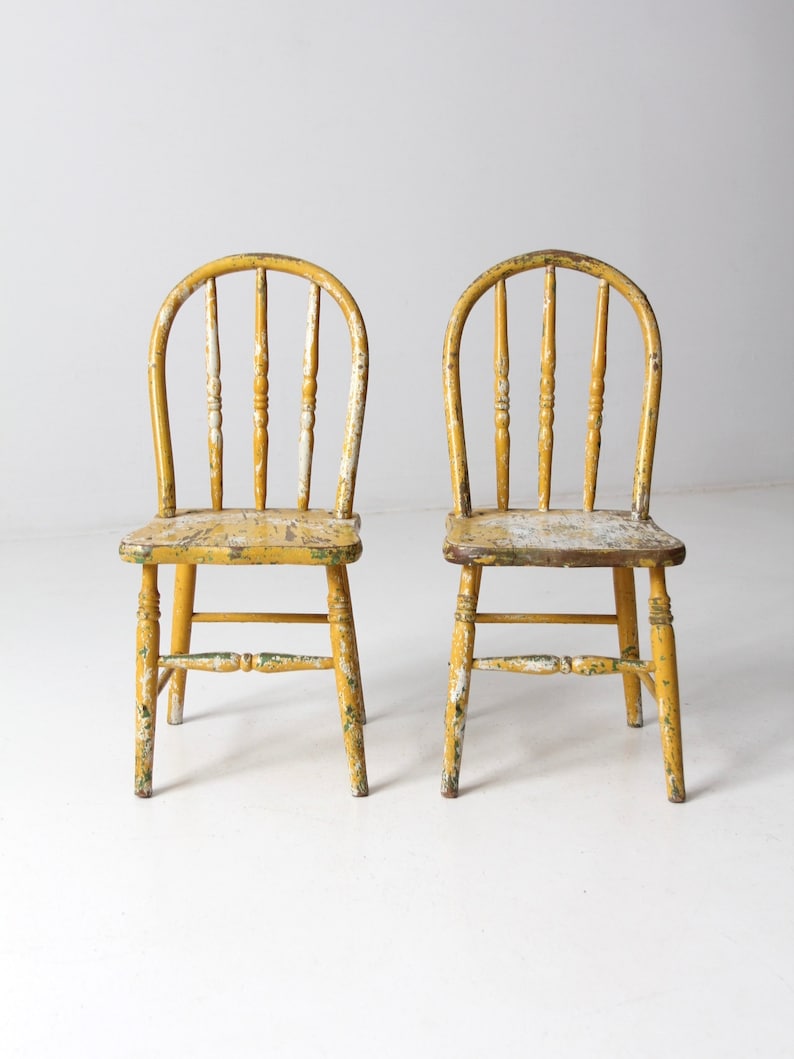 vintage kids chairs set/2, painted farmhouse children's chairs image 1