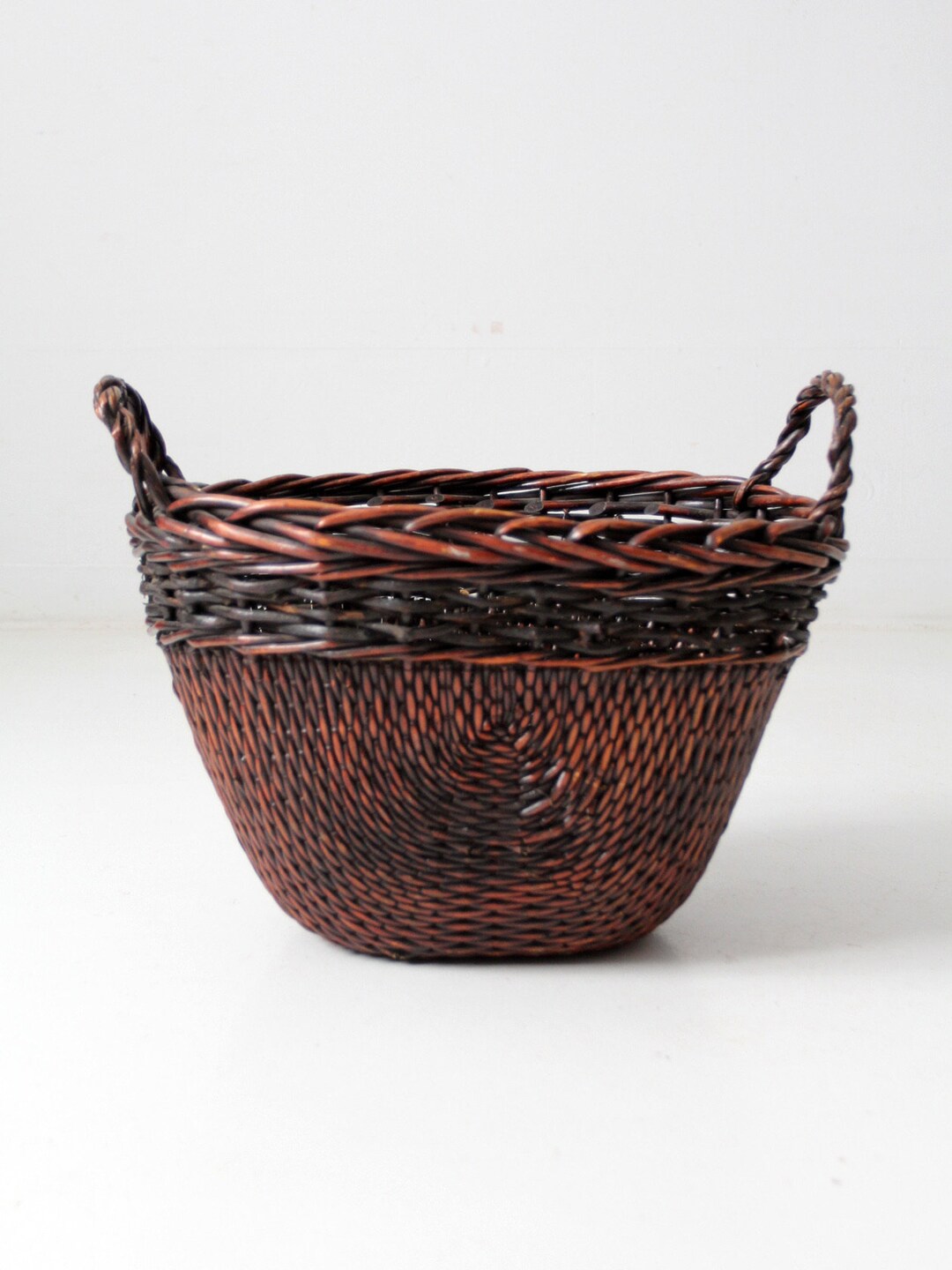 Vintage Woven Basket With Handles - Etsy