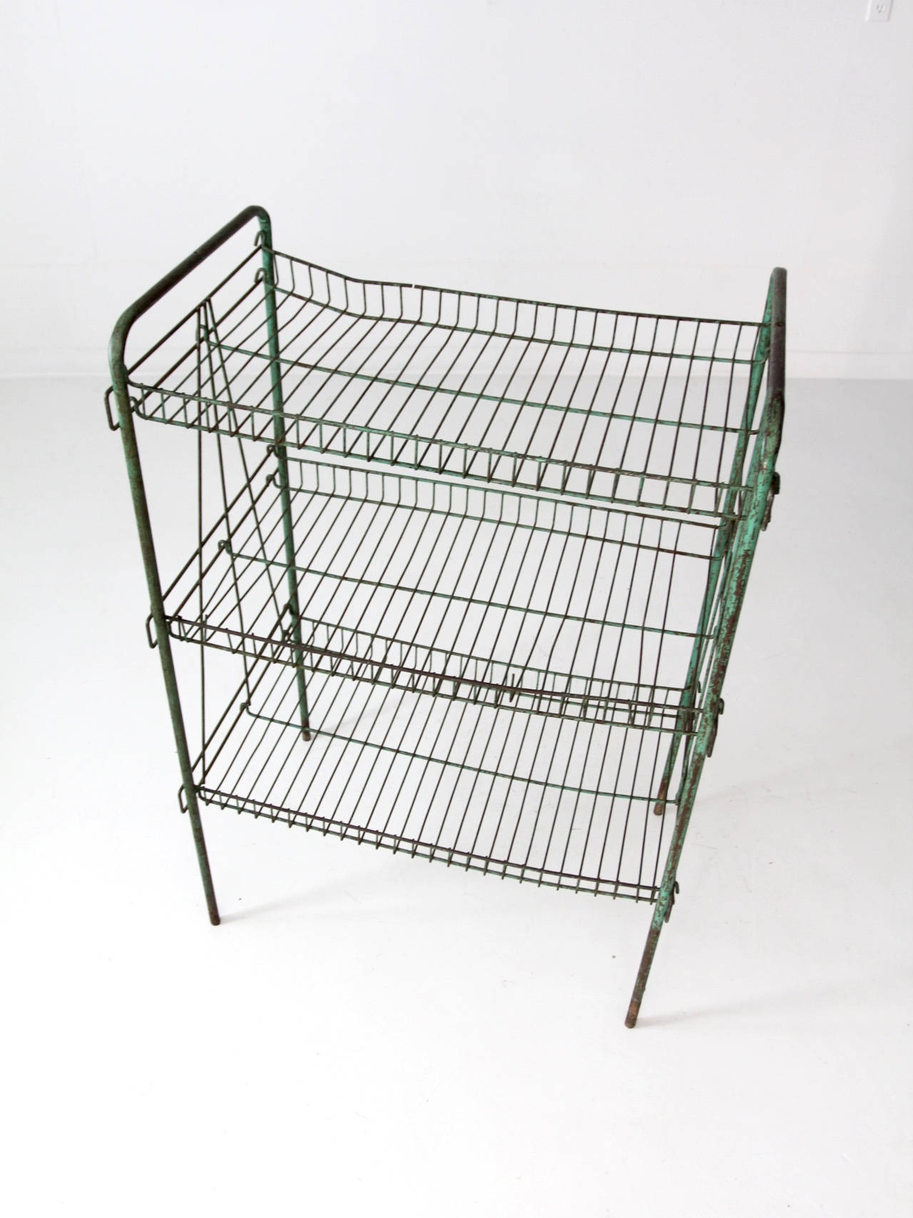 Industrial Wire Rack Vintage Green Metal Shelf Etsy