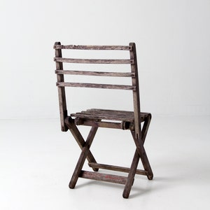 vintage children's chair, rustic wood folding chair image 3