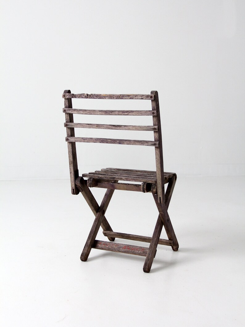 vintage children's chair, rustic wood folding chair image 3