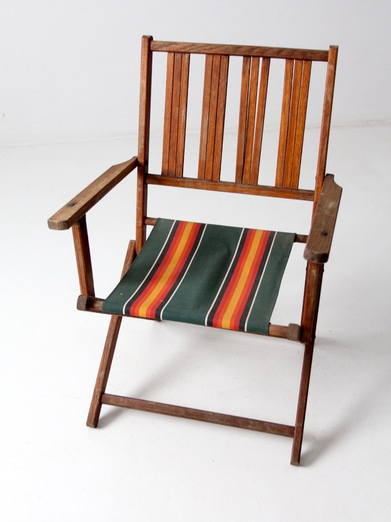 mid-century folding wood patio chair immagine 5