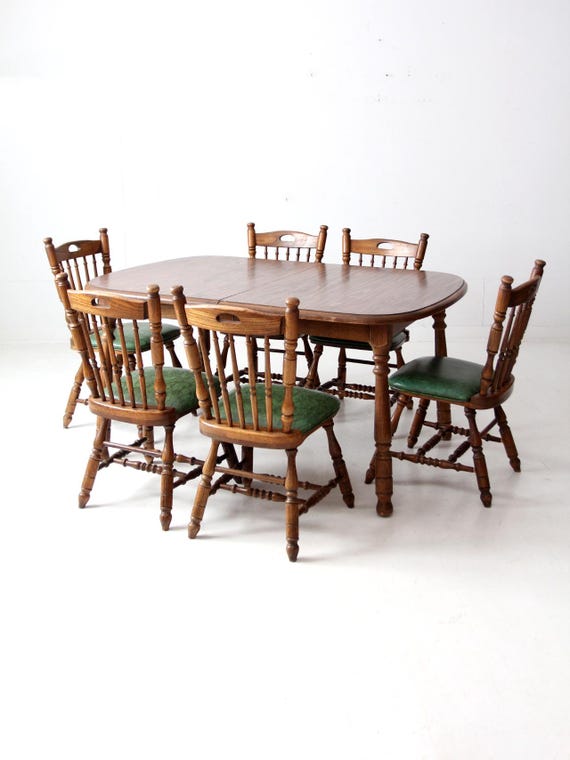Vintage Virginia House Oak Dining Table and Chair Set - Etsy