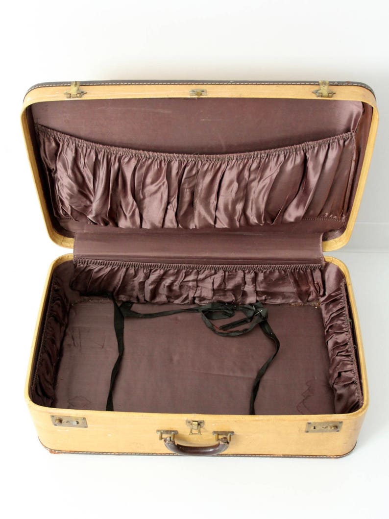 Vintage Suitcase Leather Trimmed Hardcase Luggage Etsy