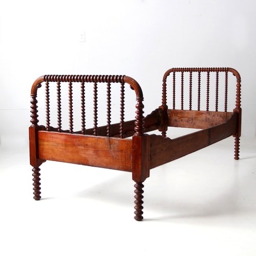 Antique White Wood Bed Full Size Bed Farmhouse Spool Bed Etsy