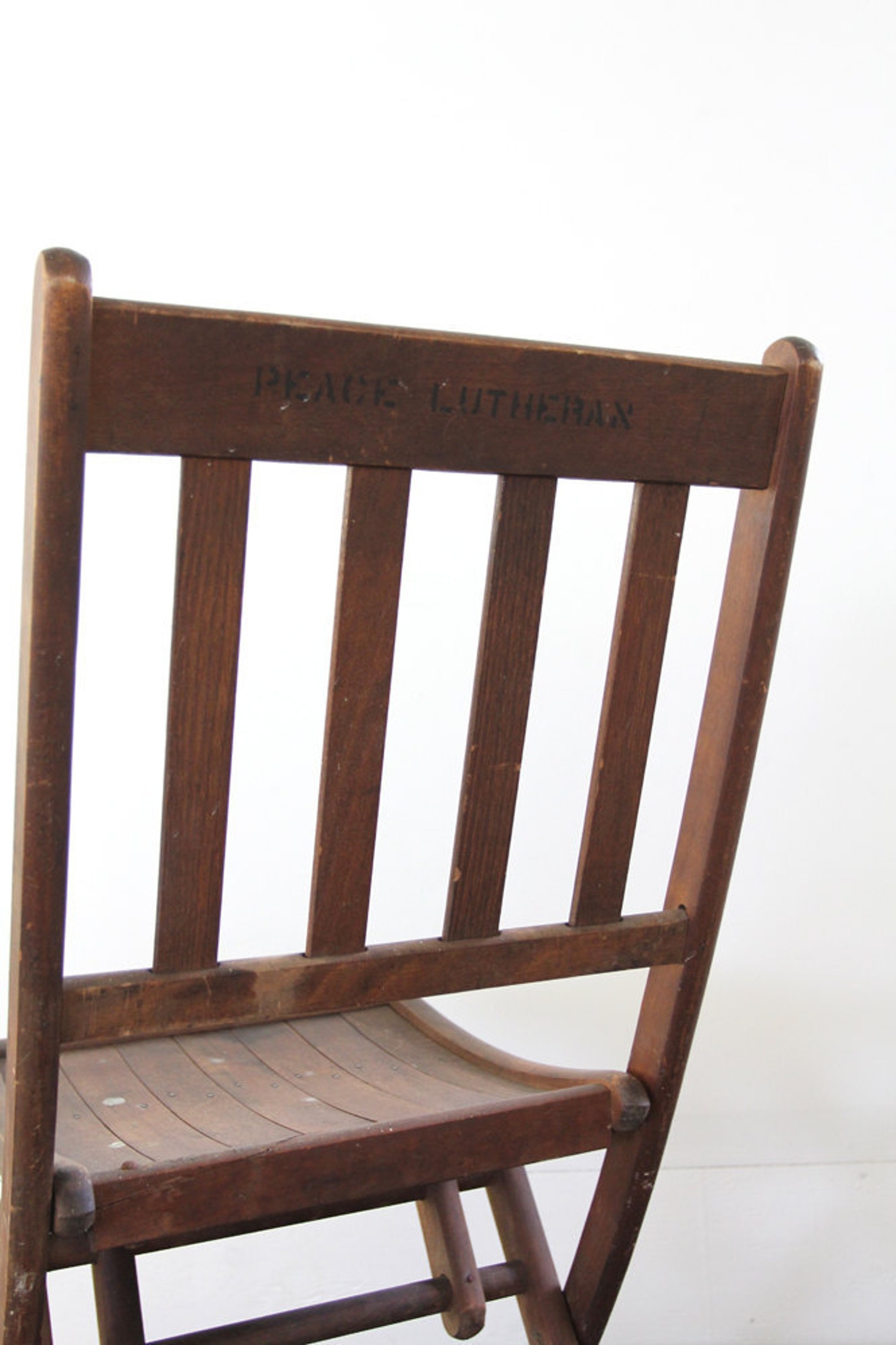 Wood Folding Chair // vintage wood slat folding chair Etsy
