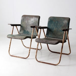 mid century patio chairs pair