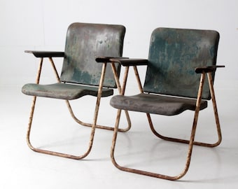 mid century patio chairs pair