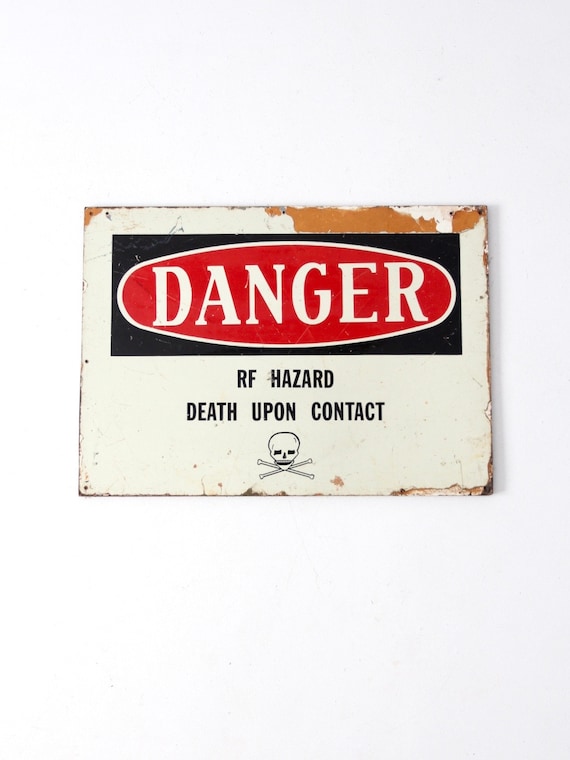 Vintage Metal Danger Sign Mounted on Wood - Etsy