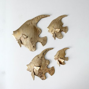 mid-century brass fish wall art set of 4