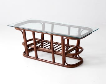 mid-century rattan coffee table