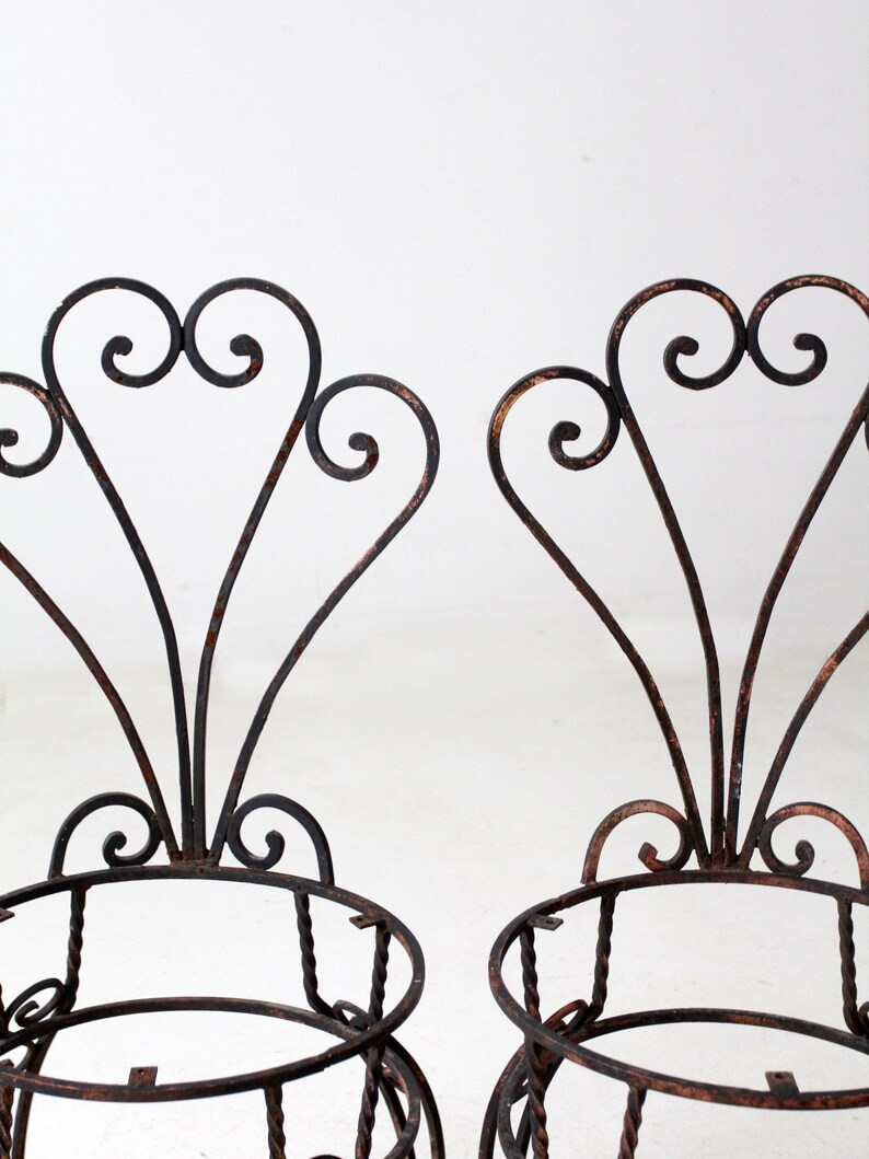 vintage wrought iron garden chairs pair image 6