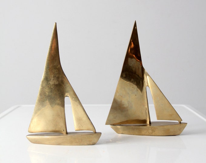 mid-century brass sailboat pair