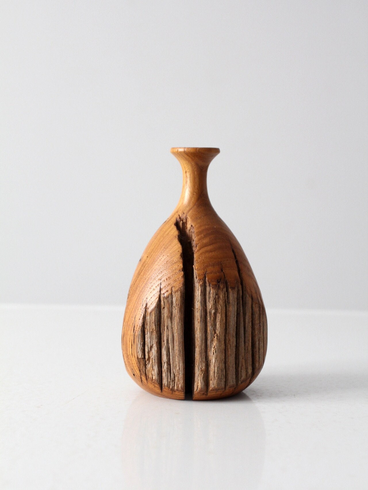 Mid-century Live Edge Wood Vase - Etsy