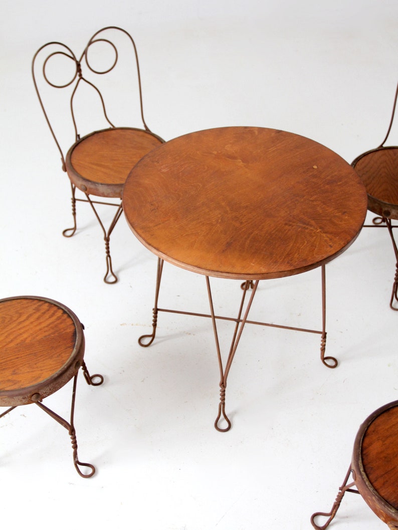 Antique Children's Ice Cream Parlor Table and Chairs Set Etsy