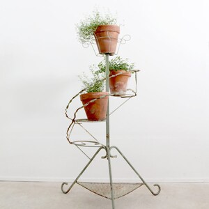 tiered plant stand, vintage metal display riser, garden decor image 9