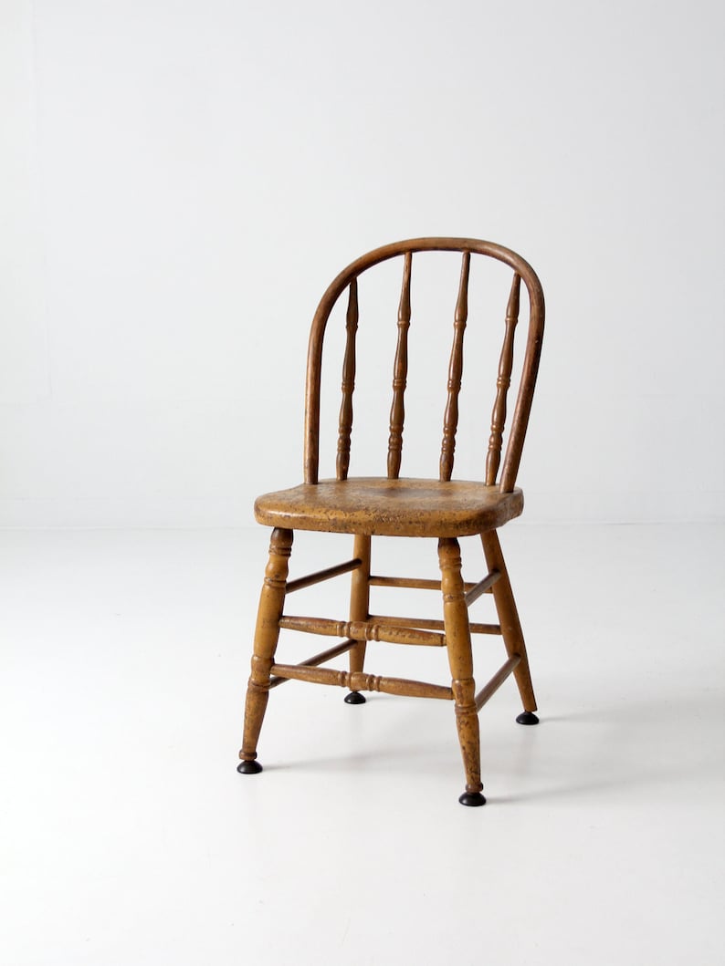 vintage wood spindle back chair, painted kitchen chair image 1