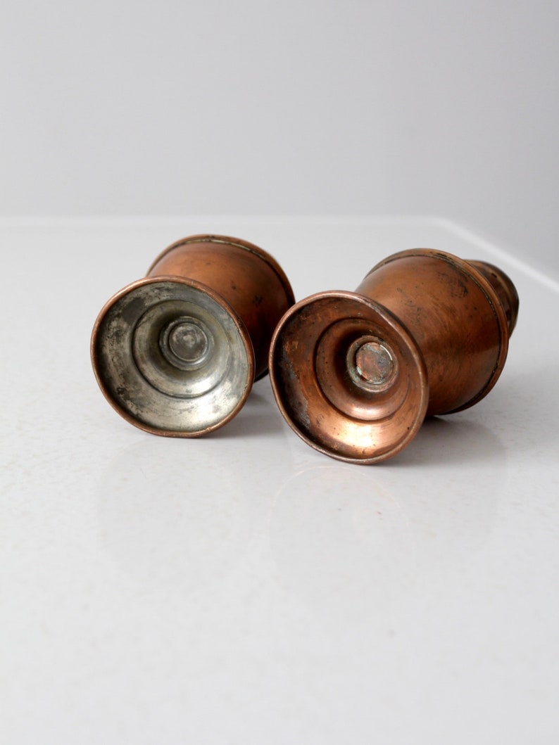 vintage copper salt and pepper shakers image 7