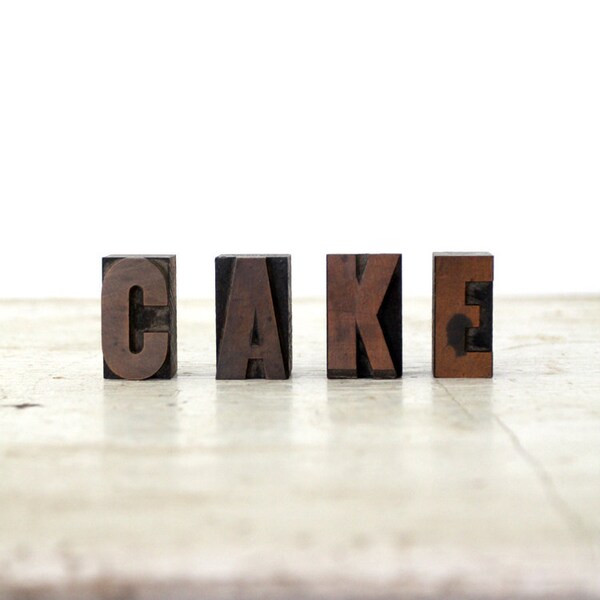 Cake / Vintage Wood Letterpress Blocks