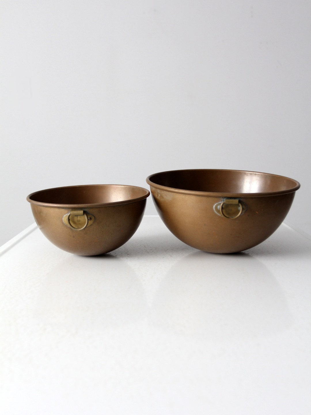 Vintage Copper Mixing Bowls Set of 2 Etsy