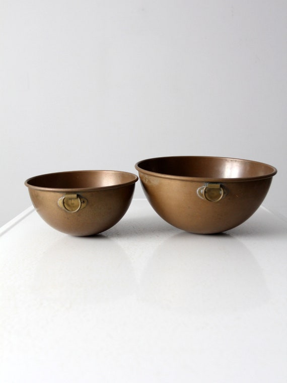 Vintage Copper Mixing Bowls Set of 2 