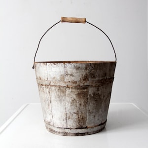 vintage painted wooden bucket