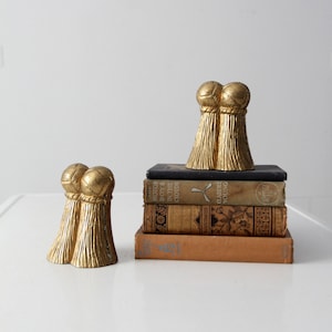 vintage brass tassel bookends pair