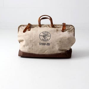 vintage Klein Tools bag, canvas lineman&#39;s bag